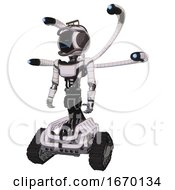 Poster, Art Print Of Automaton Containing Digital Display Head And Sleeping Face And Led And Protection Bars And Light Chest Exoshielding And Ultralight Chest Exosuit And Blue-Eye Cam Cable Tentacles And Tank Tracks