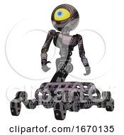 Poster, Art Print Of Bot Containing Giant Eyeball Head Design And Light Chest Exoshielding And Ultralight Chest Exosuit And Insect Walker Legs Sketch Pad Wet Ink Smudge Hero Pose