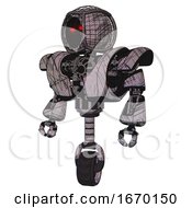 Poster, Art Print Of Mech Containing Round Barbed Wire Round Head And Heavy Upper Chest And Heavy Mech Chest And Unicycle Wheel Dark Sketchy Standing Looking Right Restful Pose