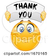 Smiley Emoji Emoticon Holding A Thank You Banner