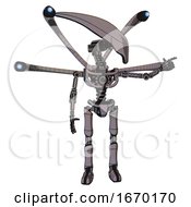 Android Containing Flat Elongated Skull Head And Light Chest Exoshielding And Blue Eye Cam Cable Tentacles And No Chest Plating And Ultralight Foot Exosuit Halftone Gray