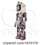 Poster, Art Print Of Droid Containing Old Computer Monitor And Please Stand By Pixel Design And Retro-Futuristic Webcam And Light Chest Exoshielding And Ultralight Chest Exosuit And Prototype Exoplate Legs