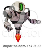 Poster, Art Print Of Droid Containing Old Computer Monitor And Three Lines Pixel Design And Red Buttons And Heavy Upper Chest And Jet Propulsion Gray Metal Interacting