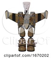 Poster, Art Print Of Droid Containing Humanoid Face Mask And Binary War Paint And Light Chest Exoshielding And Stellar Jet Wing Rocket Pack And No Chest Plating And Light Leg Exoshielding And Spike Foot Mod Old Copper