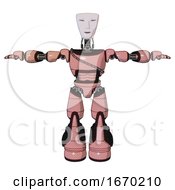 Poster, Art Print Of Android Containing Humanoid Face Mask And Light Chest Exoshielding And Cable Sash And Light Leg Exoshielding And Stomper Foot Mod Toon Pink Tint T-Pose