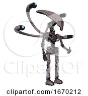 Android Containing Flat Elongated Skull Head And Light Chest Exoshielding And Blue Eye Cam Cable Tentacles And No Chest Plating And Ultralight Foot Exosuit Halftone Gray Facing Left View
