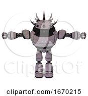 Poster, Art Print Of Cyborg Containing Black And White Anemone Dome Head And Heavy Upper Chest And Triangle Of Blue Leds And Light Leg Exoshielding Dark Sketch T-Pose