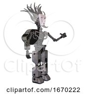 Poster, Art Print Of Android Containing Humanoid Face Mask And Light Chest Exoshielding And Rocket Pack And No Chest Plating And Prototype Exoplate Legs Unpainted Metal Interacting