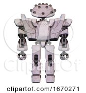 Poster, Art Print Of Robot Containing Plughead Dome Design And Heavy Upper Chest And Heavy Mech Chest And Battle Mech Chest And Prototype Exoplate Legs Sketch Pad Dots Pattern Front View