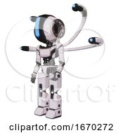 Bot Containing Round Head And Large Vertical Visor And Light Chest Exoshielding And Ultralight Chest Exosuit And Blue Eye Cam Cable Tentacles And Prototype Exoplate Legs White Halftone Toon