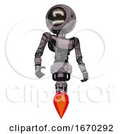 Poster, Art Print Of Android Containing Round Head Chomper Design And Light Chest Exoshielding And Ultralight Chest Exosuit And Jet Propulsion Dark Dirty Scrawl Sketch Hero Pose
