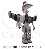 Poster, Art Print Of Bot Containing Flat Elongated Skull Head And Light Chest Exoshielding And Stellar Jet Wing Rocket Pack And No Chest Plating And Prototype Exoplate Legs Halftone Gray Hero Pose