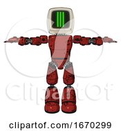 Poster, Art Print Of Android Containing Old Computer Monitor And Three Lines Pixel Design And Light Chest Exoshielding And Prototype Exoplate Chest And Light Leg Exoshielding Grunge Dots Cherry Tomato Red T-Pose