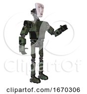 Poster, Art Print Of Automaton Containing Humanoid Face Mask And Spiral Design And Light Chest Exoshielding And Prototype Exoplate Chest And Ultralight Foot Exosuit Old Corroded Copper Interacting