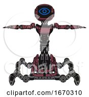 Poster, Art Print Of Robot Containing Digital Display Head And Large Eye And Light Chest Exoshielding And Ultralight Chest Exosuit And Insect Walker Legs Muavewood Halftone Grunge T-Pose