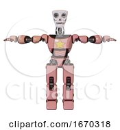 Poster, Art Print Of Mech Containing Humanoid Face Mask And Skeleton War Paint And Light Chest Exoshielding And Yellow Star And Prototype Exoplate Legs Toon Pink Tint T-Pose