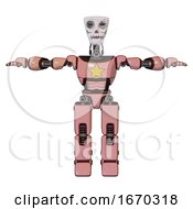 Mech Containing Humanoid Face Mask And Skeleton War Paint And Light Chest Exoshielding And Yellow Star And Prototype Exoplate Legs Toon Pink Tint T Pose