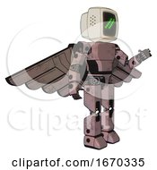 Automaton Containing Old Computer Monitor And Double Backslash Pixel Design And Light Chest Exoshielding And Prototype Exoplate Chest And Pilots Wings Assembly And Prototype Exoplate Legs