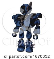 Poster, Art Print Of Mech Containing Digital Display Head And Sleeping Face And Winglets And Heavy Upper Chest And Heavy Mech Chest And Light Leg Exoshielding And Spike Foot Mod Grunge Dark Blue