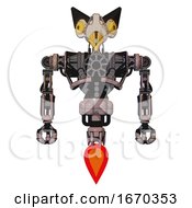 Poster, Art Print Of Robot Containing Bird Skull Head And Brass Steampunk Eyes And Robobeak Design And Heavy Upper Chest And No Chest Plating And Jet Propulsion Powder Pink Metal Front View