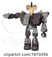 Bot Containing Bird Skull Head And White Eyeballs And Chicken Design And Heavy Upper Chest And Heavy Mech Chest And Shoulder Spikes And Light Leg Exoshielding Light Brown