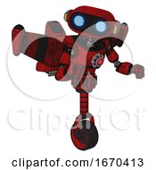 Poster, Art Print Of Bot Containing Dual Retro Camera Head And Cute Retro Robo Head And Yellow Head Leds And Light Chest Exoshielding And Red Energy Core And Stellar Jet Wing Rocket Pack And Unicycle Wheel