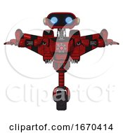Poster, Art Print Of Bot Containing Dual Retro Camera Head And Cute Retro Robo Head And Yellow Head Leds And Light Chest Exoshielding And Red Energy Core And Stellar Jet Wing Rocket Pack And Unicycle Wheel