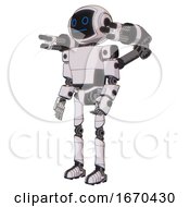 Mech Containing Digital Display Head And Blank Faced Expression And Light Chest Exoshielding And Prototype Exoplate Chest And Minigun Back Assembly And Ultralight Foot Exosuit White Halftone Toon