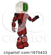 Poster, Art Print Of Android Containing Old Computer Monitor And Three Lines Pixel Design And Light Chest Exoshielding And Prototype Exoplate Chest And Light Leg Exoshielding Grunge Dots Cherry Tomato Red Interacting
