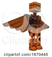 Robot Containing Dual Retro Camera Head And Cube Array Head And Light Chest Exoshielding And Pilots Wings Assembly And No Chest Plating And Prototype Exoplate Legs Secondary Orange Halftone