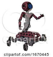 Poster, Art Print Of Robot Containing Digital Display Head And Large Eye And Light Chest Exoshielding And Ultralight Chest Exosuit And Insect Walker Legs Muavewood Halftone Grunge Interacting