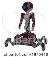 Poster, Art Print Of Robot Containing Digital Display Head And Large Eye And Light Chest Exoshielding And Ultralight Chest Exosuit And Insect Walker Legs Muavewood Halftone Grunge Standing Looking Right Restful Pose