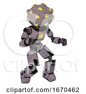 Poster, Art Print Of Droid Containing Many-Eyed Monster Head Design And Light Chest Exoshielding And Yellow Star And Prototype Exoplate Legs Dark Sketch Fight Or Defense Pose