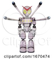 Poster, Art Print Of Cyborg Containing Grey Alien Style Head And Yellow Eyes With Blue Pupils And Light Chest Exoshielding And Yellow Chest Lights And Blue-Eye Cam Cable Tentacles And Light Leg Exoshielding