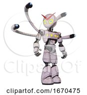 Cyborg Containing Grey Alien Style Head And Yellow Eyes With Blue Pupils And Light Chest Exoshielding And Yellow Chest Lights And Blue Eye Cam Cable Tentacles And Light Leg Exoshielding