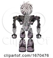 Poster, Art Print Of Android Containing Round Fiber Optic Connectors Head And Heavy Upper Chest And No Chest Plating And Light Leg Exoshielding Sketch Pad Wet Ink Smudge Front View