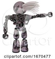 Poster, Art Print Of Android Containing Round Fiber Optic Connectors Head And Heavy Upper Chest And No Chest Plating And Light Leg Exoshielding Sketch Pad Wet Ink Smudge Pointing Left Or Pushing A Button