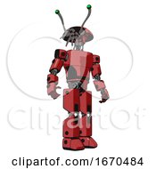 Poster, Art Print Of Mech Containing Dual Retro Camera Head And Shrimp Head And Light Chest Exoshielding And Prototype Exoplate Chest And Prototype Exoplate Legs Primary Red Halftone Hero Pose