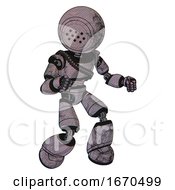 Poster, Art Print Of Robot Containing Dots Array Face And Light Chest Exoshielding And Rubber Chain Sash And Light Leg Exoshielding Dark Dirty Scrawl Sketch Fight Or Defense Pose