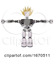 Robot Containing Humanoid Face Mask And Heavy Upper Chest And No Chest Plating And Light Leg Exoshielding White Halftone Toon T Pose