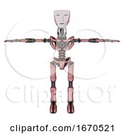 Poster, Art Print Of Droid Containing Humanoid Face Mask And Light Chest Exoshielding And No Chest Plating And Ultralight Foot Exosuit Toon Pink Tint T-Pose