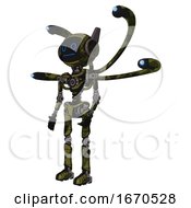 Poster, Art Print Of Automaton Containing Digital Display Head And Blank-Faced Expression And Winglets And Light Chest Exoshielding And Blue-Eye Cam Cable Tentacles And No Chest Plating And Ultralight Foot Exosuit