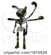 Automaton Containing Digital Display Head And Blank Faced Expression And Winglets And Light Chest Exoshielding And Blue Eye Cam Cable Tentacles And No Chest Plating And Ultralight Foot Exosuit