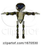 Poster, Art Print Of Droid Containing Digital Display Head And Woo Expression And Light Chest Exoshielding And Prototype Exoplate Chest And Ultralight Foot Exosuit Grunge Army Green T-Pose