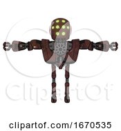 Poster, Art Print Of Automaton Containing Round Head And Green Eyes Array And First Aid Emblem And Heavy Upper Chest And Heavy Mech Chest And Ultralight Foot Exosuit Steampunk Copper T-Pose