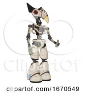 Automaton Containing Bird Skull Head And Red Led Circle Eyes And Robobeak Design And Light Chest Exoshielding And No Chest Plating And Light Leg Exoshielding Off White Toon Facing Left View