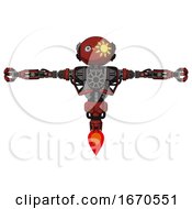 Poster, Art Print Of Droid Containing Oval Wide Head And Sunshine Patch Eye And Heavy Upper Chest And No Chest Plating And Jet Propulsion Cherry Tomato Red T-Pose