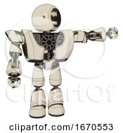 Cyborg Containing Round Head Chomper Design And Heavy Upper Chest And Heavy Mech Chest And Light Leg Exoshielding Off White Toon Pointing Left Or Pushing A Button