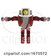 Poster, Art Print Of Bot Containing Old Computer Monitor And Yellow Pixel Face Surprised And Old Retro Speakers And Heavy Upper Chest And Heavy Mech Chest And Shoulder Spikes And Prototype Exoplate Legs