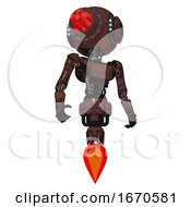 Poster, Art Print Of Bot Containing Round Head And Red Laser Crystal Array And Head Light Gadgets And Light Chest Exoshielding And Ultralight Chest Exosuit And Jet Propulsion Steampunk Copper Hero Pose